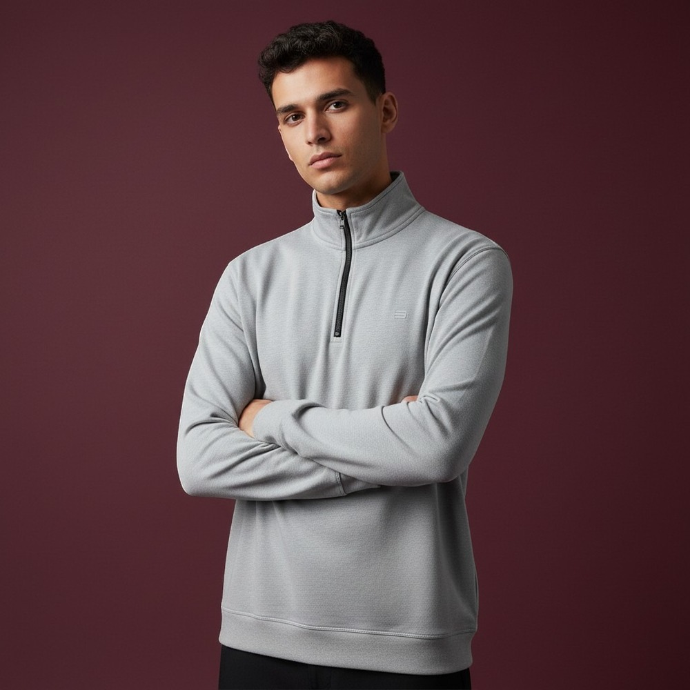 Three Sixty Six Mens XL 1/4 Zip Pullover Golf Sweatshirt Stretch Gray Heather